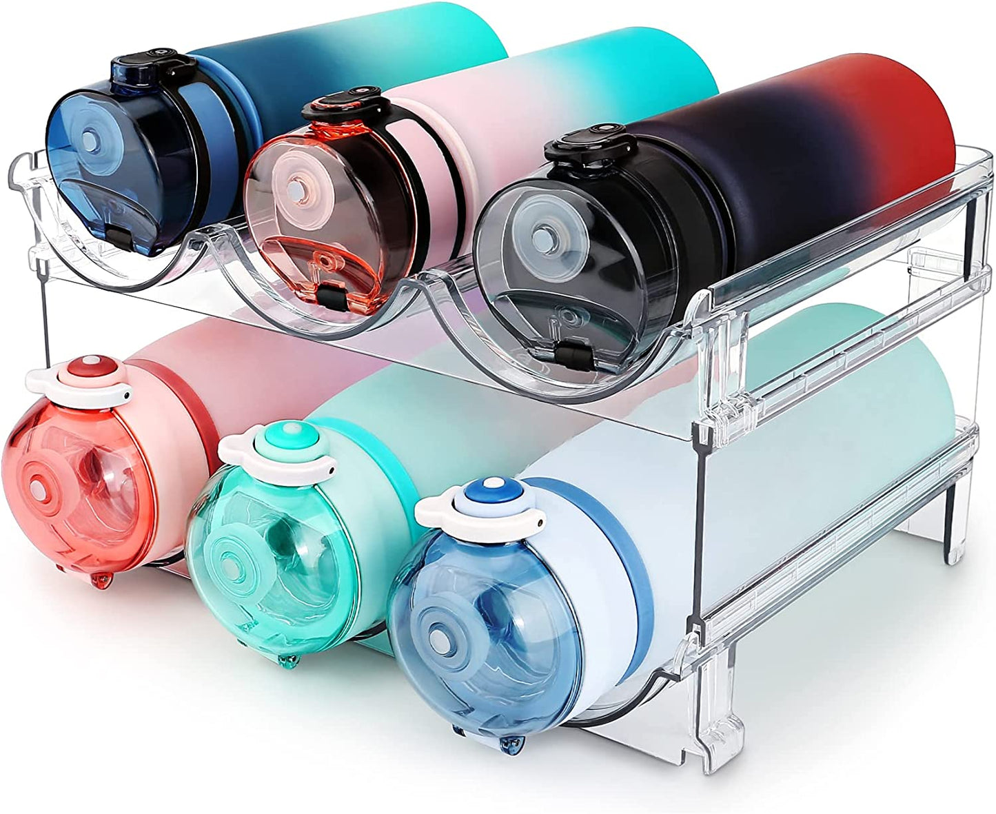 Stackable Water Bottle Organizer Rack – 2-Pack Cabinet Storage Holder