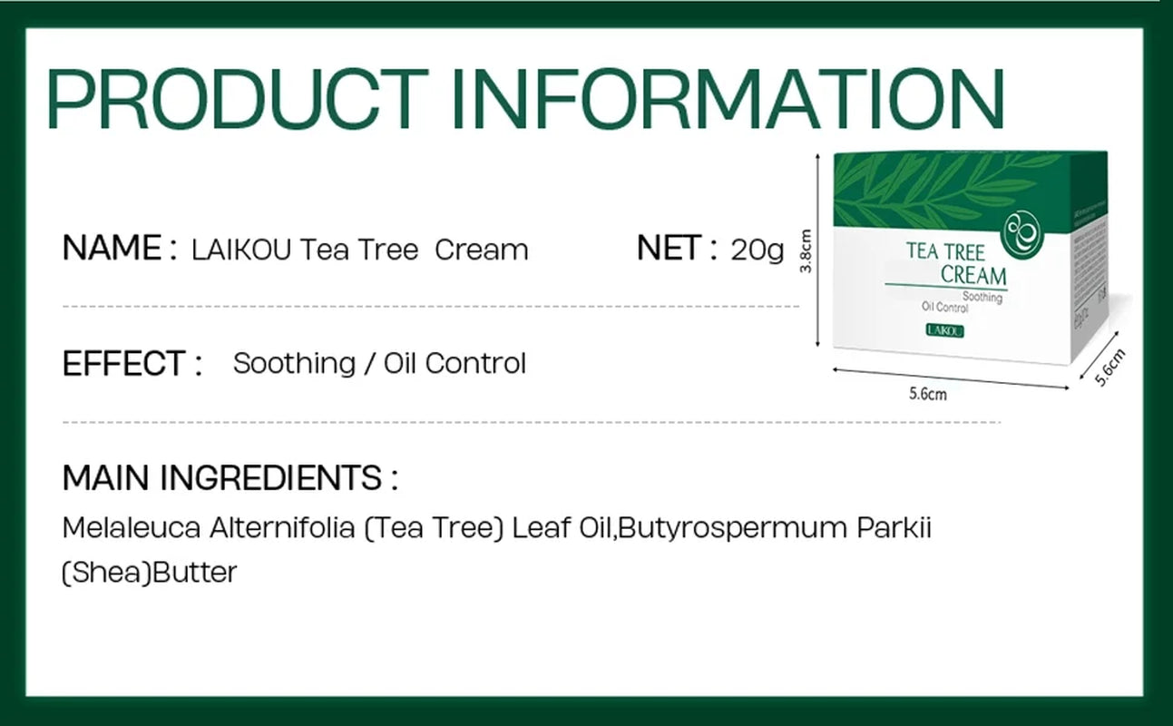 Tea Tree Oil Face Cream Acne Cream - for Oily, Acne Prone Skin, Extra Soothing & Nourishing Non-Greasy Botanical Facial Moisturizer, Balancing Oily Skin Moisturizer, Gently Repair Acne Skin