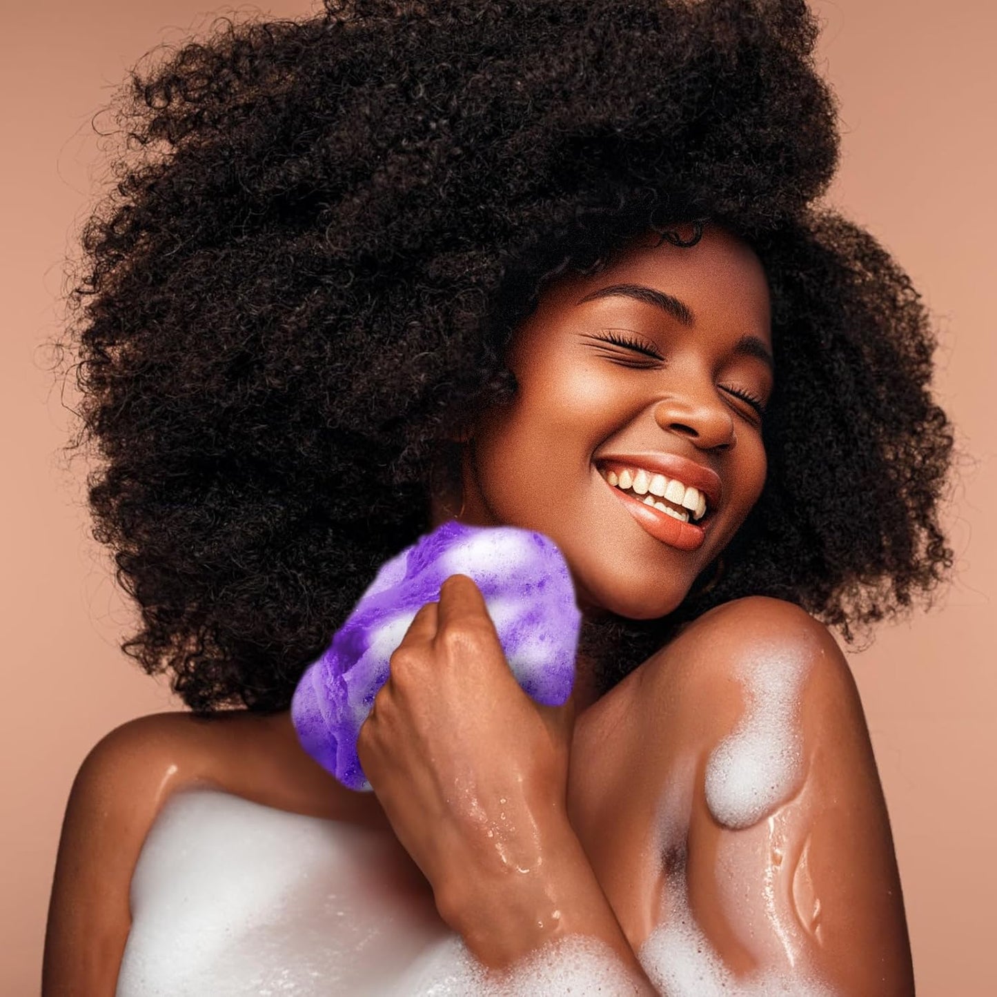 2 Pieces African Net Sponge – Real Authentic Exfoliating Bath Sponges for Silky Smooth Skin, Deep Cleansing Mesh for Full Body, Quick-Drying & Travel-Friendly (Purple Rose)