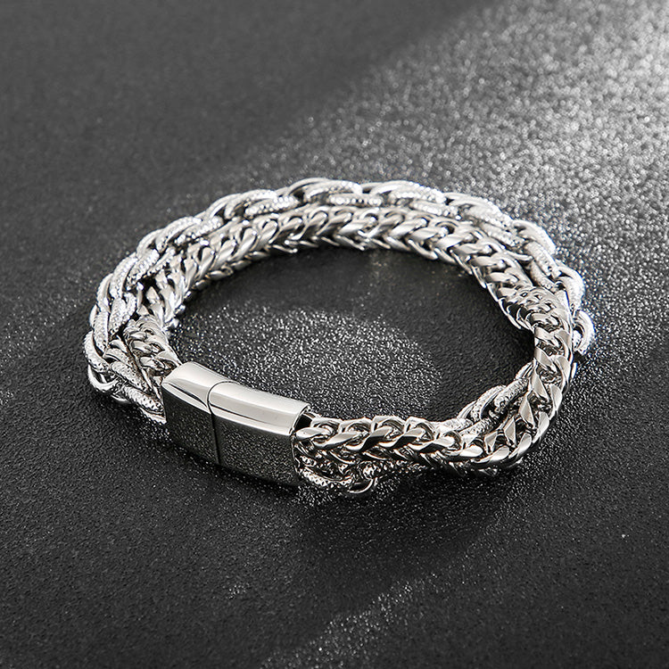 Retro Titanium Steel Double-Layer Men's Bracelet