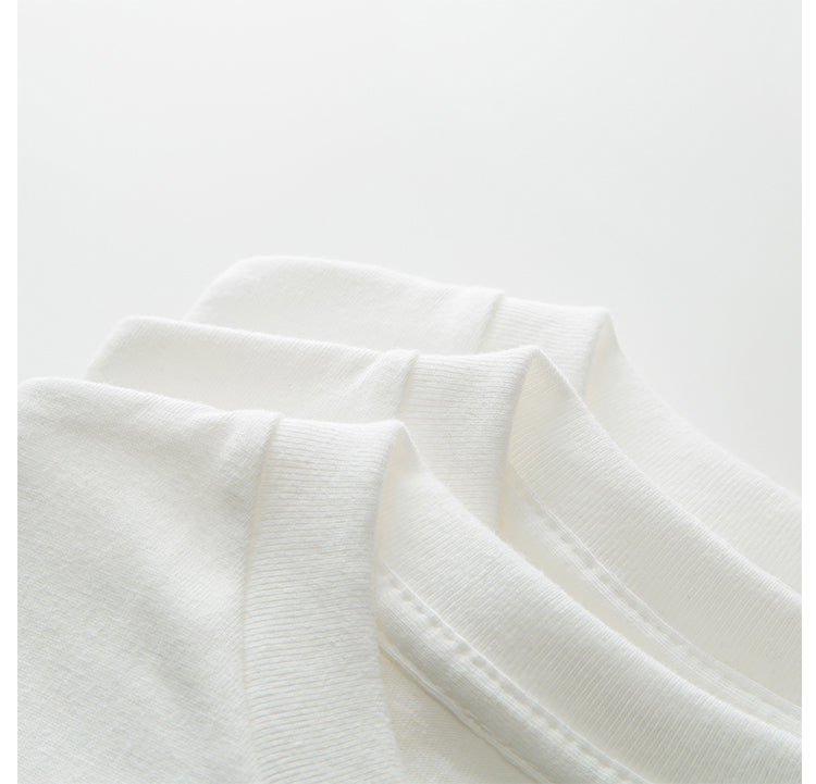 Heavy Weight 250G Thick White round Neck Short Sleeve T-shirt