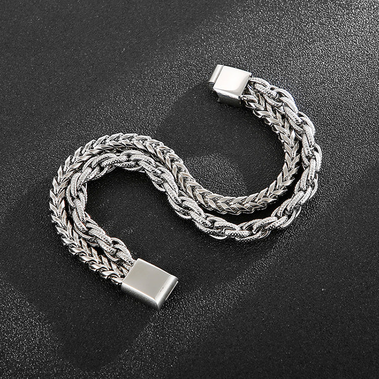 Retro Titanium Steel Double-Layer Men's Bracelet