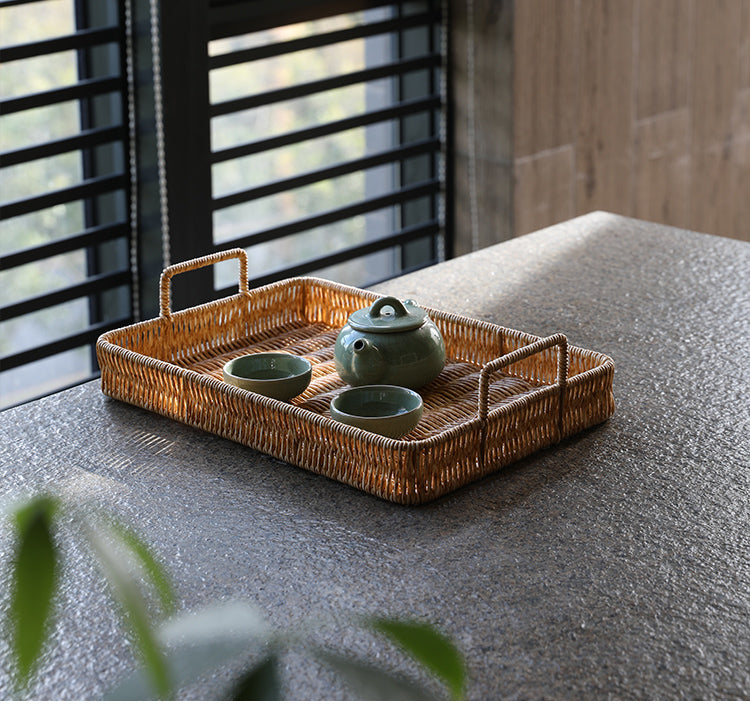 Japanese-Style Imitation Rattan Woven Restaurant Bread Simple Tea Tray