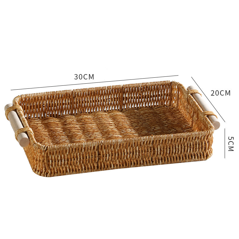 Japanese-Style Imitation Rattan Woven Restaurant Bread Simple Tea Tray
