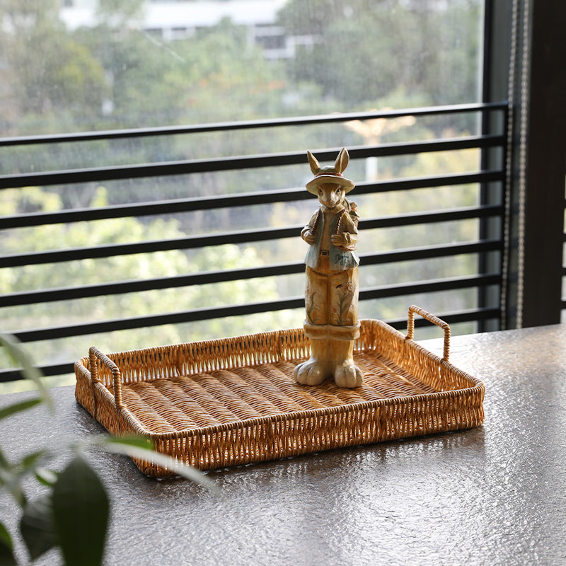 Japanese-Style Imitation Rattan Woven Restaurant Bread Simple Tea Tray