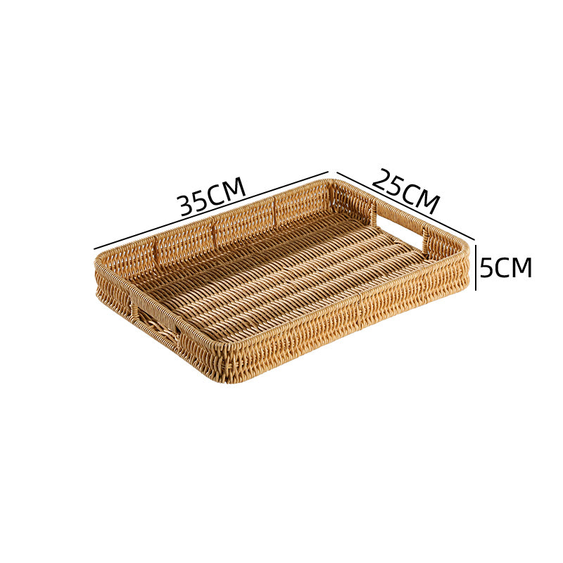 Japanese-Style Imitation Rattan Woven Restaurant Bread Simple Tea Tray