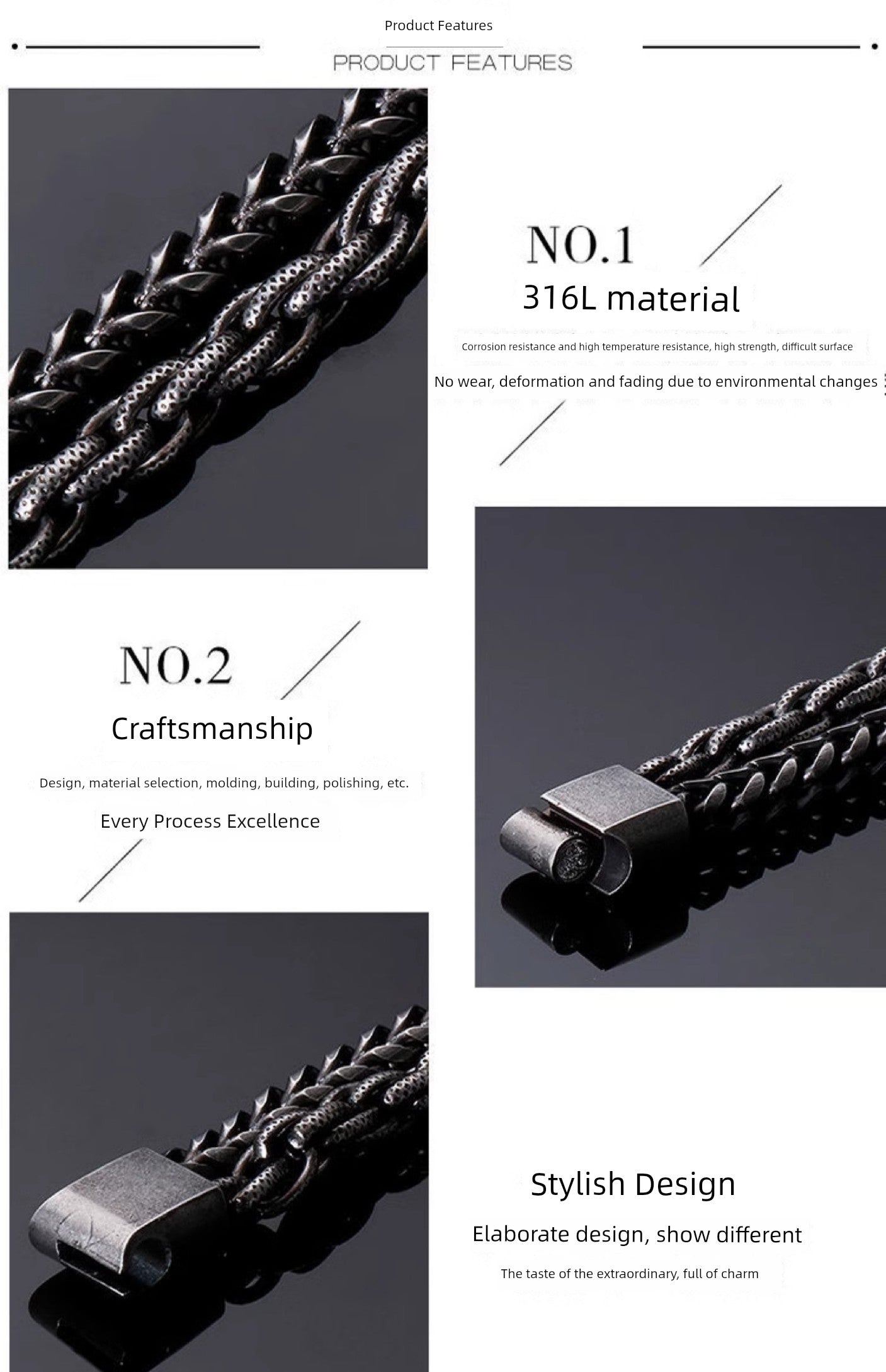 Retro Titanium Steel Double-Layer Men's Bracelet