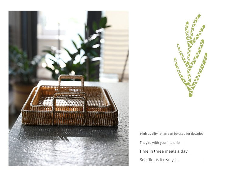 Japanese-Style Imitation Rattan Woven Restaurant Bread Simple Tea Tray