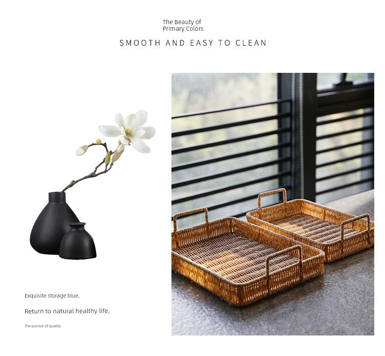 Japanese-Style Imitation Rattan Woven Restaurant Bread Simple Tea Tray
