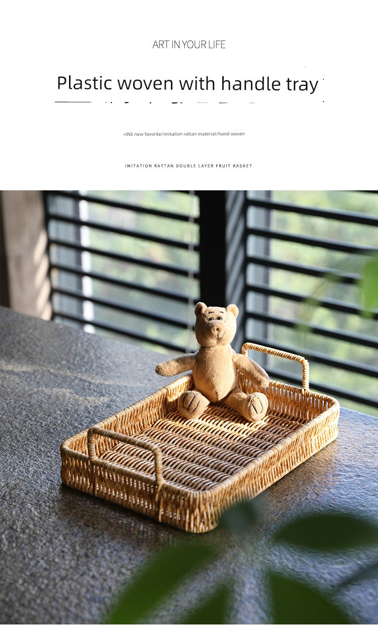 Japanese-Style Imitation Rattan Woven Restaurant Bread Simple Tea Tray