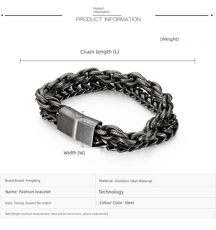 Retro Titanium Steel Double-Layer Men's Bracelet