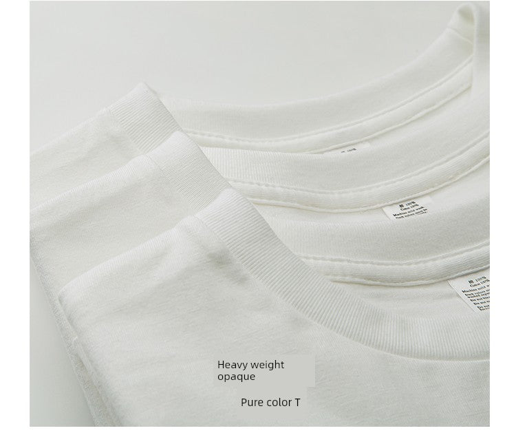 Heavy Weight 250G Thick White round Neck Short Sleeve T-shirt
