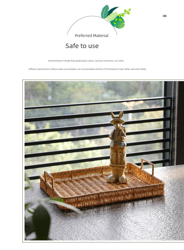 Japanese-Style Imitation Rattan Woven Restaurant Bread Simple Tea Tray