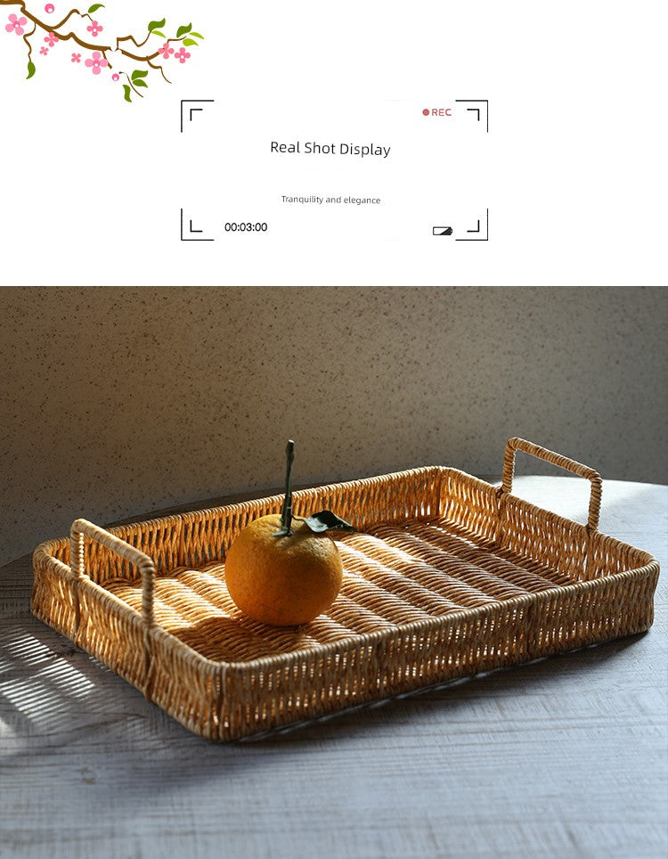 Japanese-Style Imitation Rattan Woven Restaurant Bread Simple Tea Tray