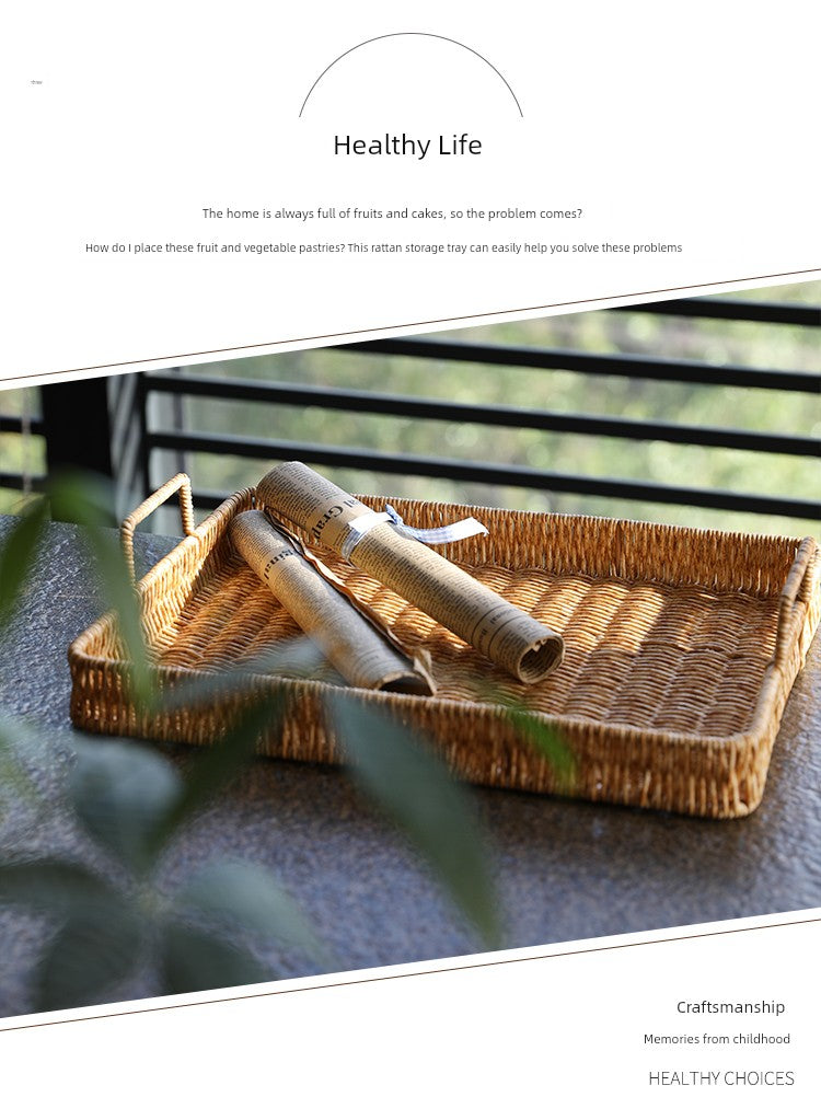 Japanese-Style Imitation Rattan Woven Restaurant Bread Simple Tea Tray