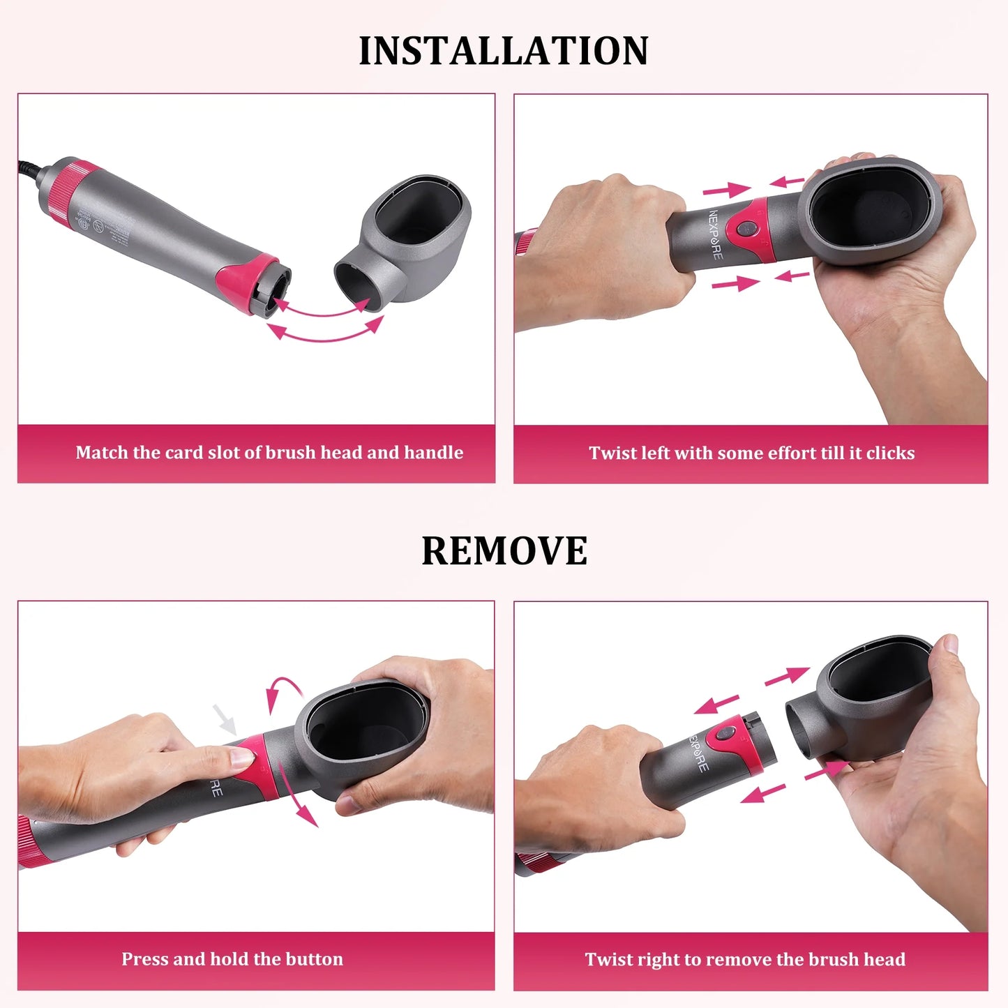 5-in-1 Hot Air Hair Dryer Brush Set, 1" Volumizer & Styler – Gray