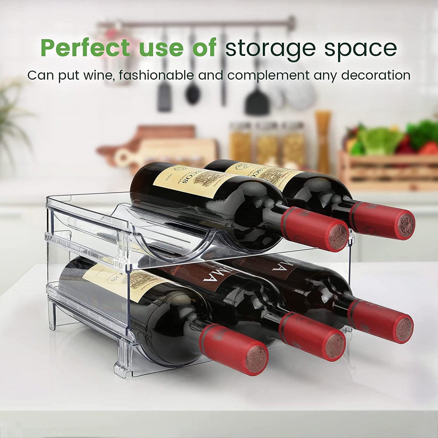 Stackable Water Bottle Organizer Rack – 2-Pack Cabinet Storage Holder