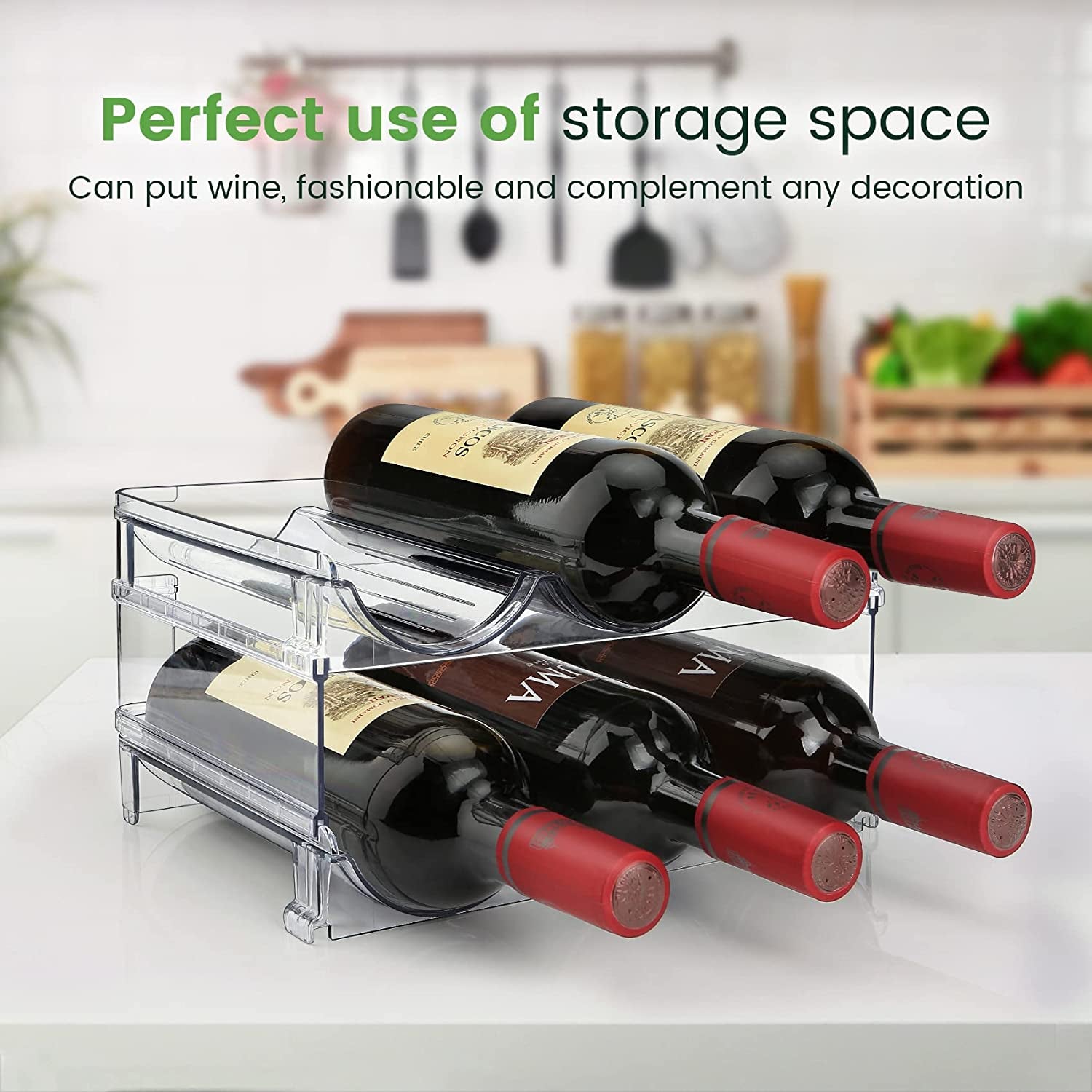 Stackable Water Bottle Organizer Rack – 2-Pack Cabinet Storage Holder