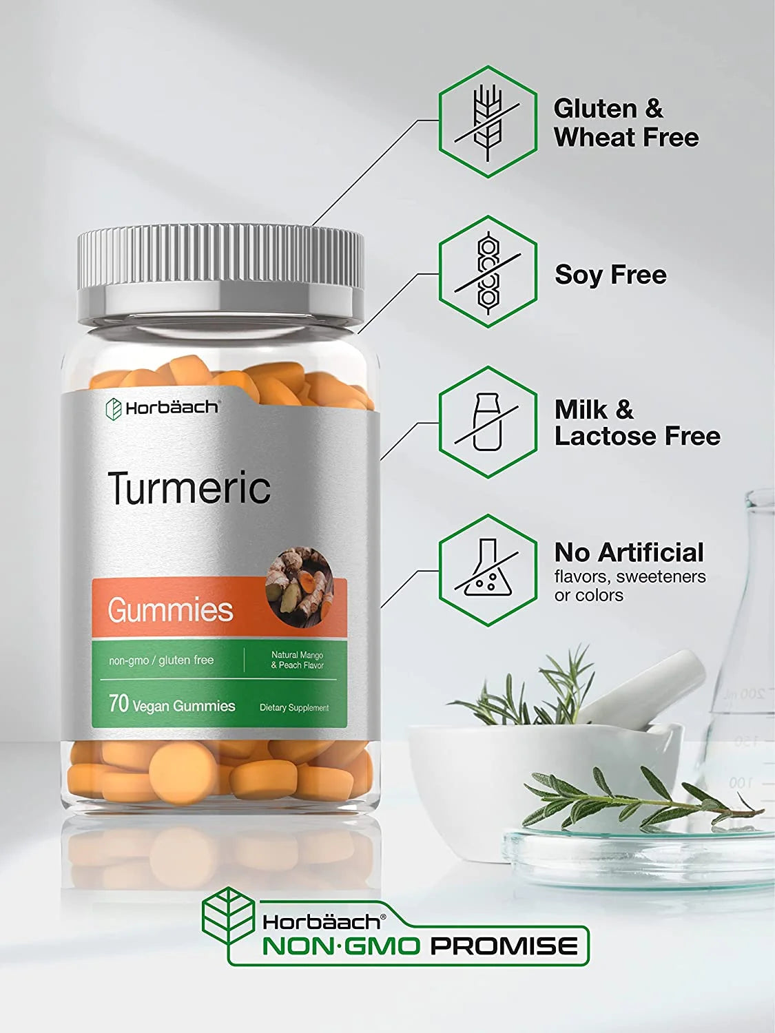 Turmeric Curcumin with Ginger Gummies | Mango & Peach Flavor for Men and Women | by