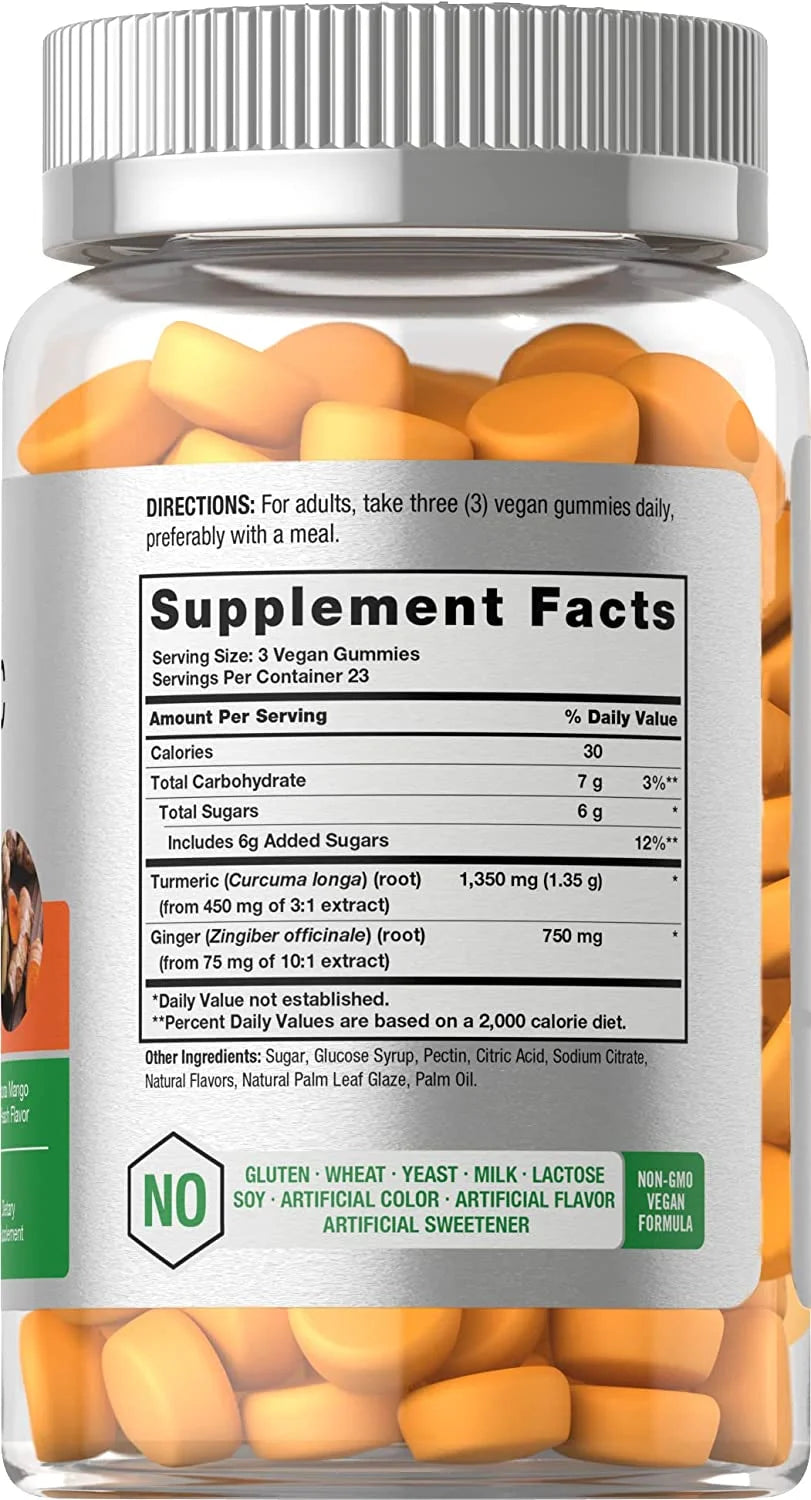 Turmeric Curcumin with Ginger Gummies | Mango & Peach Flavor for Men and Women | by