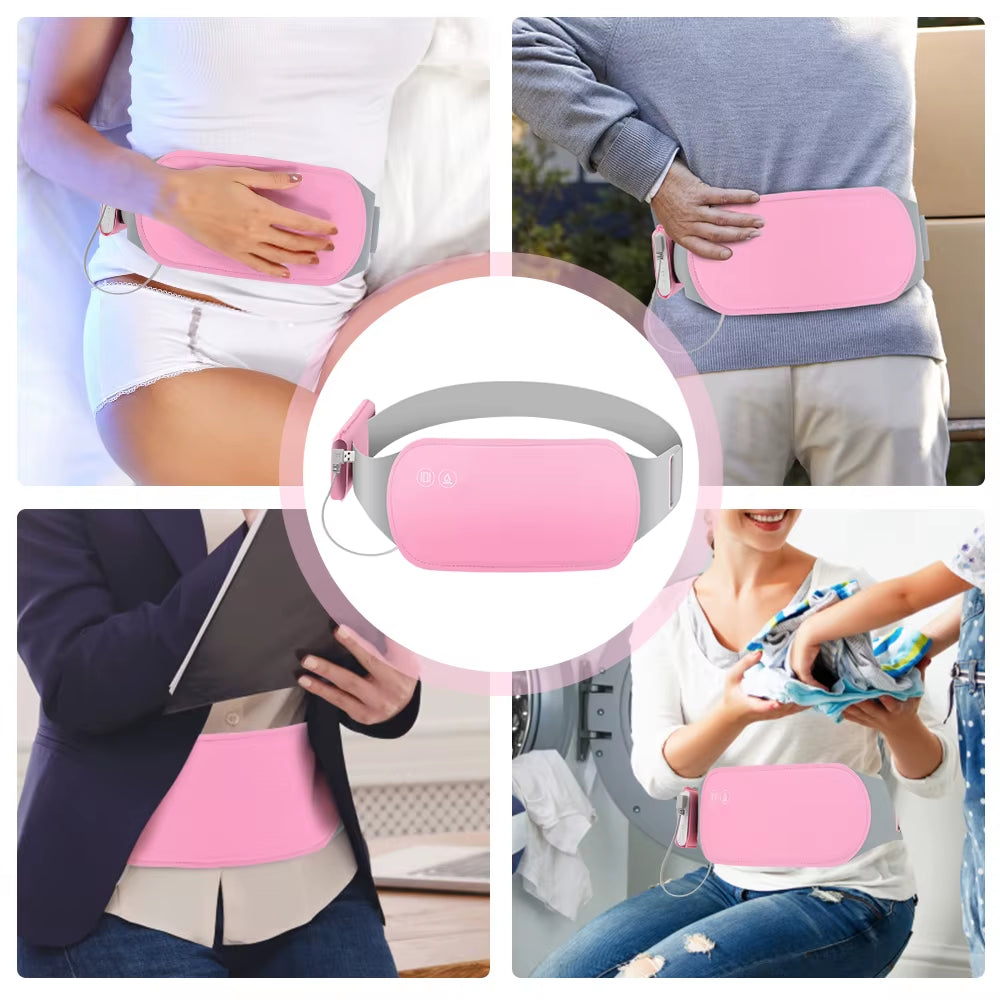 Eelctric Period Cramp Massager Vibrator Heating Pad for Menstrual Pain Relief Warm Uterus Belt Waist Back Massager Women Gift