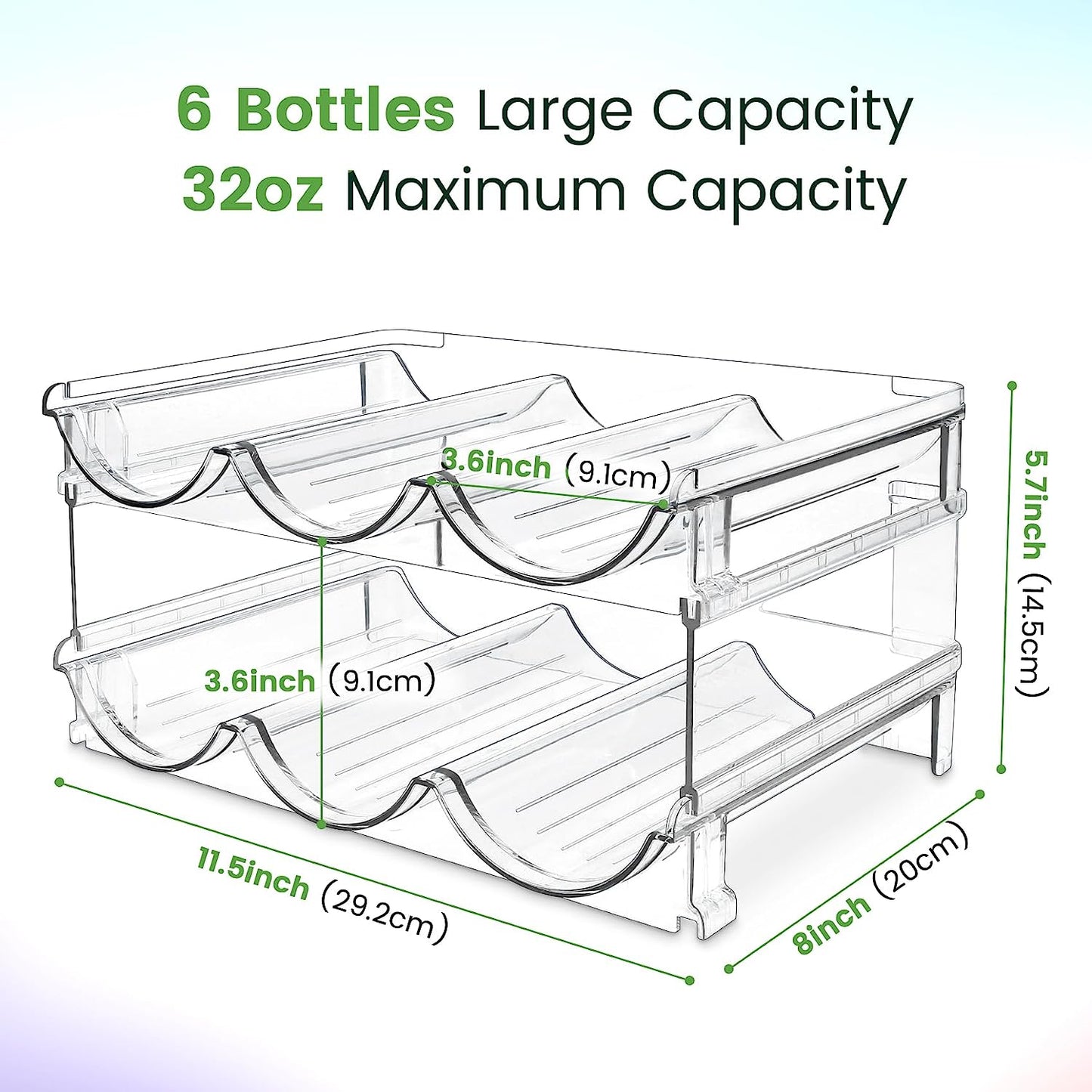 Stackable Water Bottle Organizer Rack – 2-Pack Cabinet Storage Holder