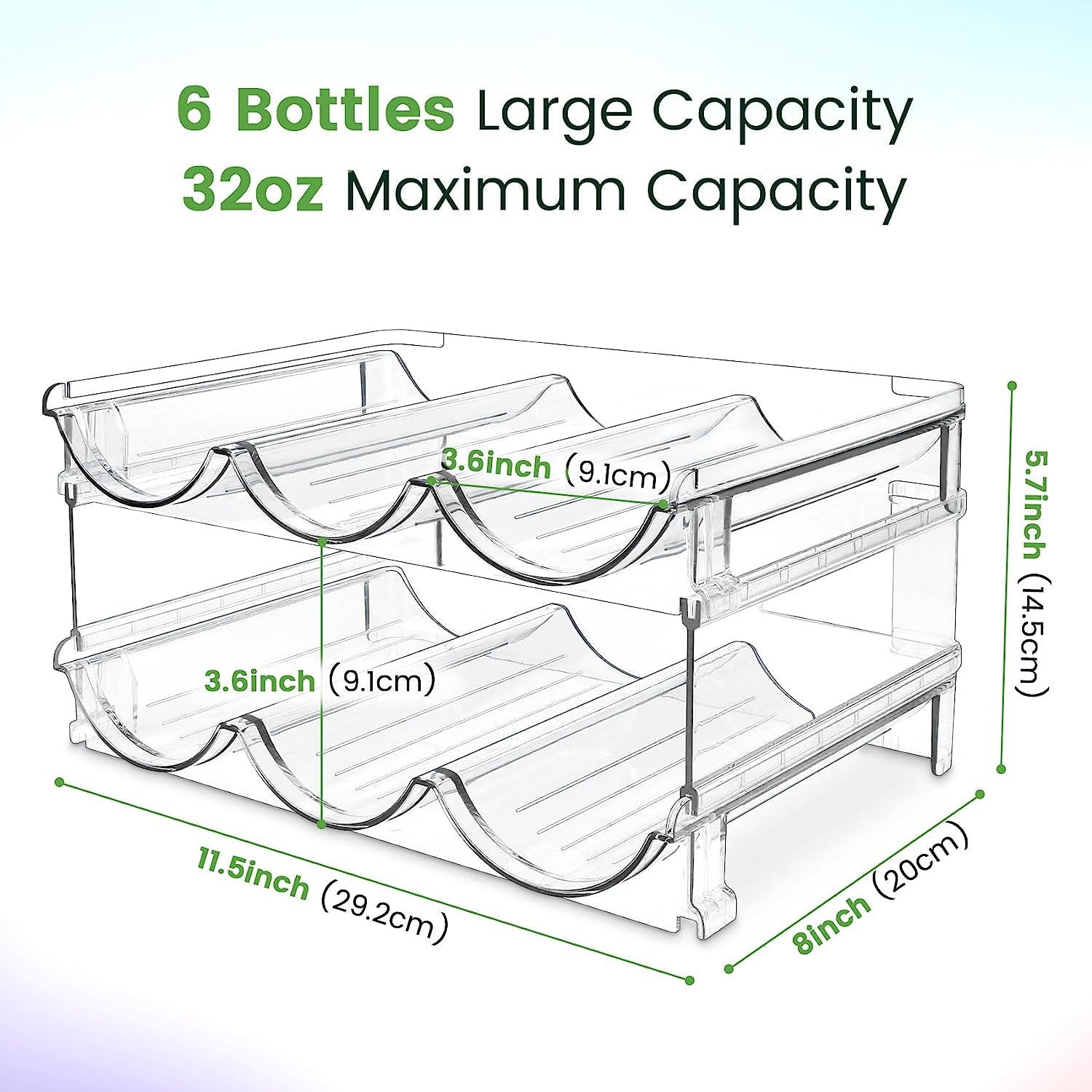 Stackable Water Bottle Organizer Rack – 2-Pack Cabinet Storage Holder