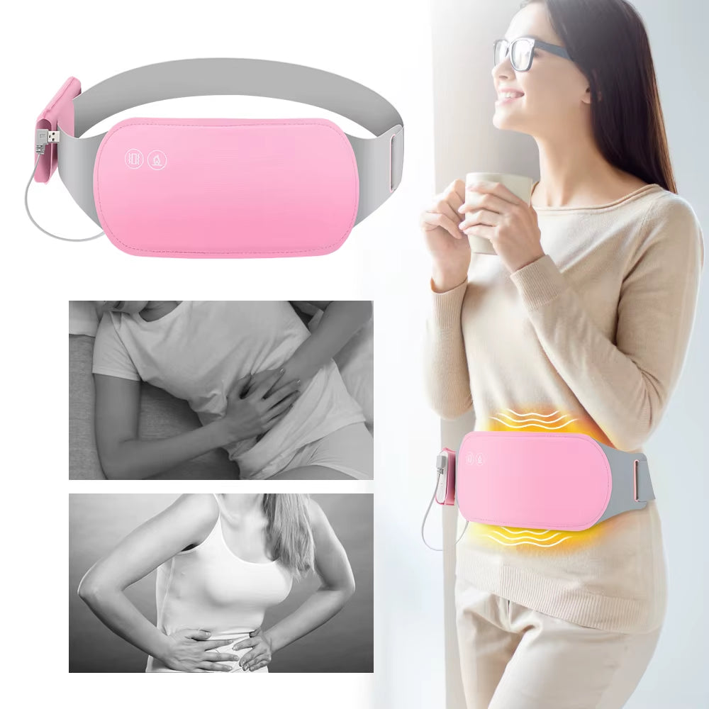 Washable Warm Uterus Belt Hot Compress Vibration Waist Abdominal Massager Menstrual Pain Relief Belly Warmer Heating Pad
