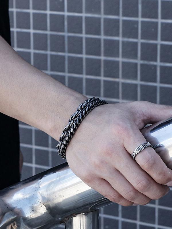 Retro Titanium Steel Double-Layer Men's Bracelet