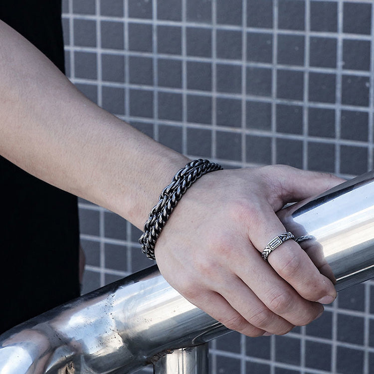 Retro Titanium Steel Double-Layer Men's Bracelet