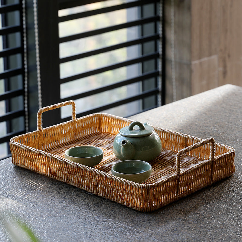 Japanese-Style Imitation Rattan Woven Restaurant Bread Simple Tea Tray