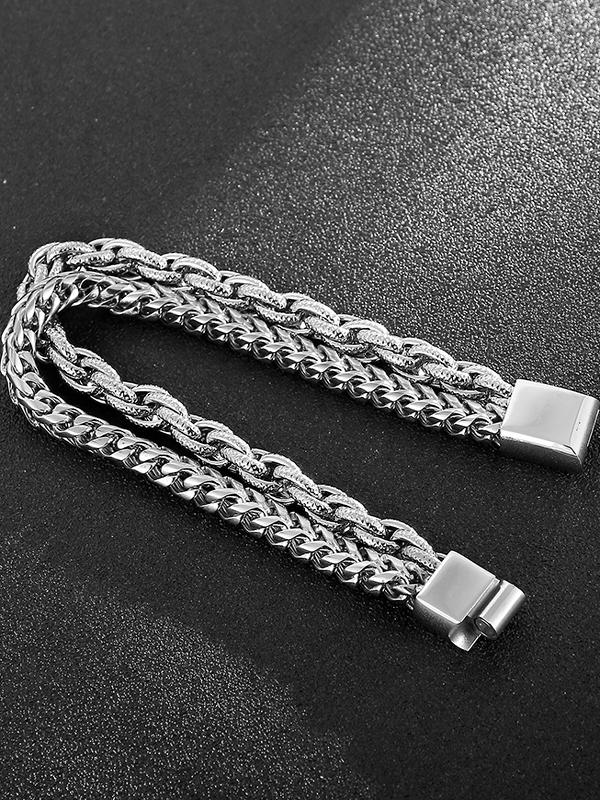 Retro Titanium Steel Double-Layer Men's Bracelet