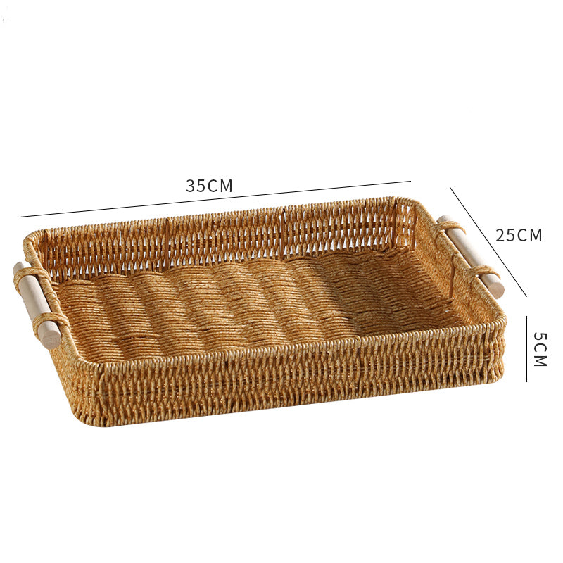 Japanese-Style Imitation Rattan Woven Restaurant Bread Simple Tea Tray