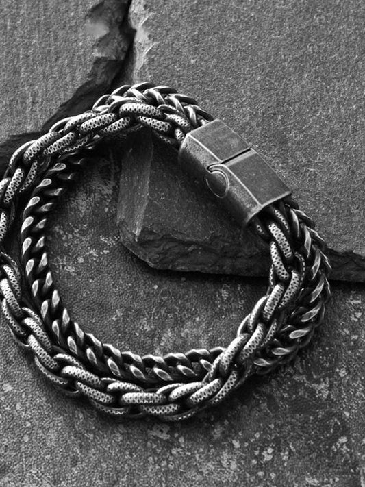 Retro Titanium Steel Double-Layer Men's Bracelet