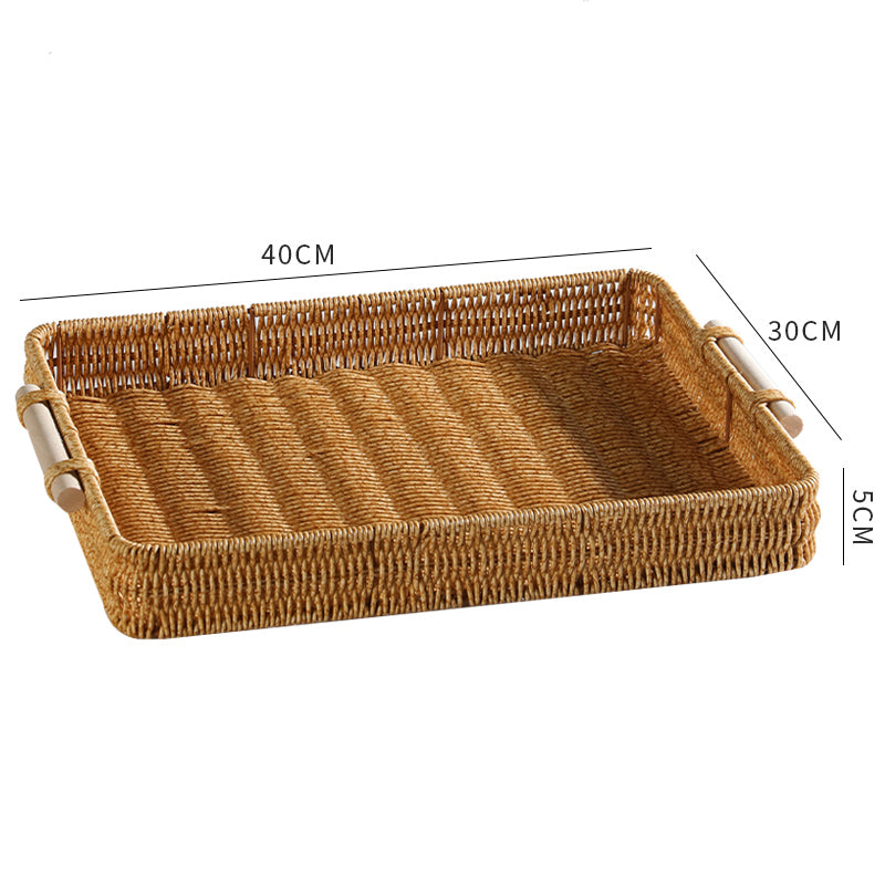 Japanese-Style Imitation Rattan Woven Restaurant Bread Simple Tea Tray