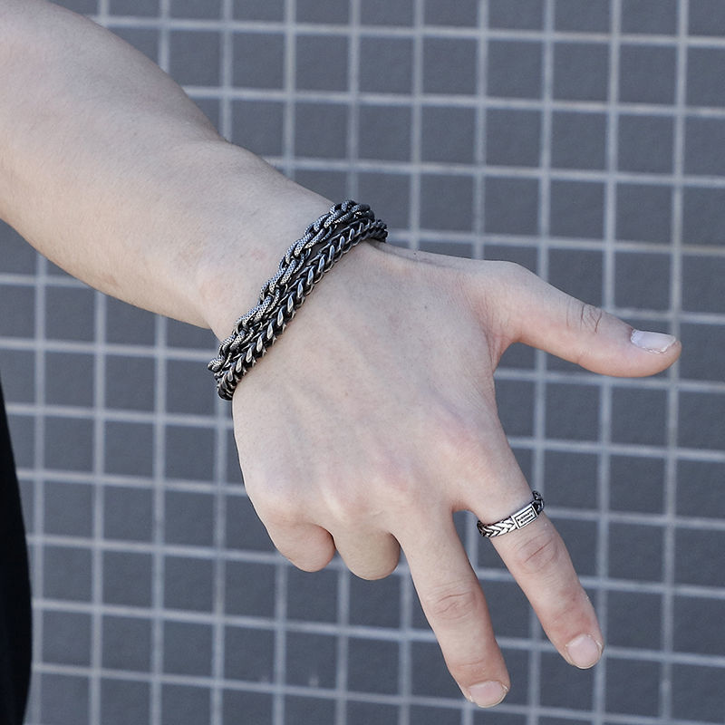 Retro Titanium Steel Double-Layer Men's Bracelet