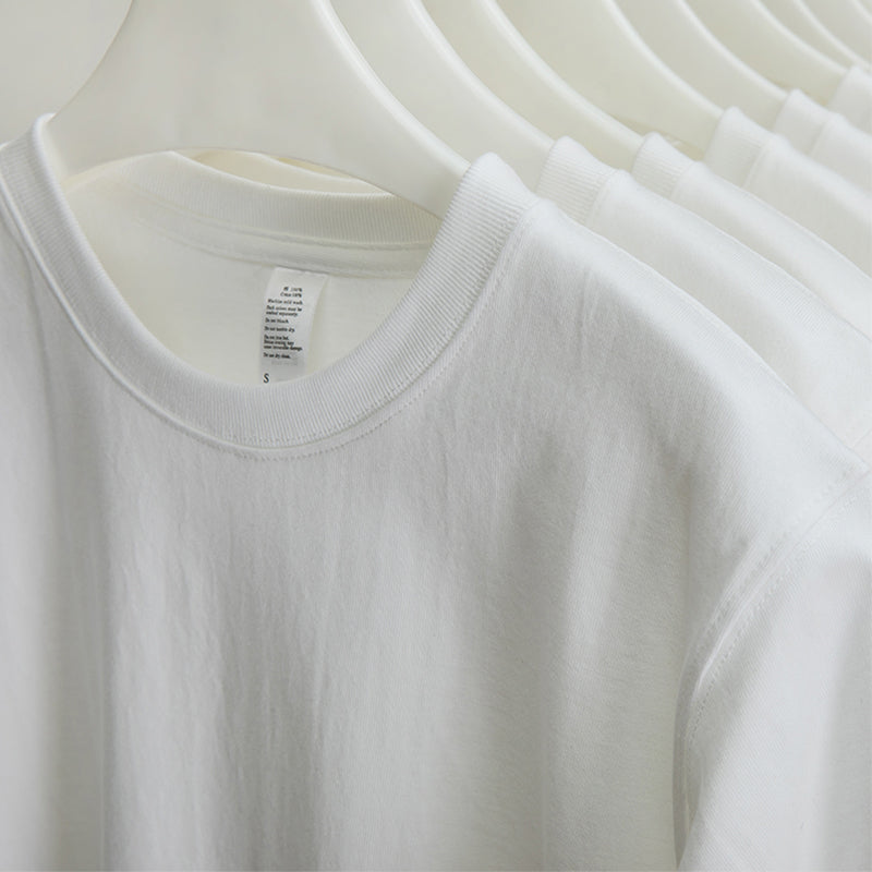 Heavy Weight 250G Thick White round Neck Short Sleeve T-shirt