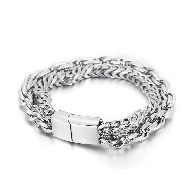 Retro Titanium Steel Double-Layer Men's Bracelet
