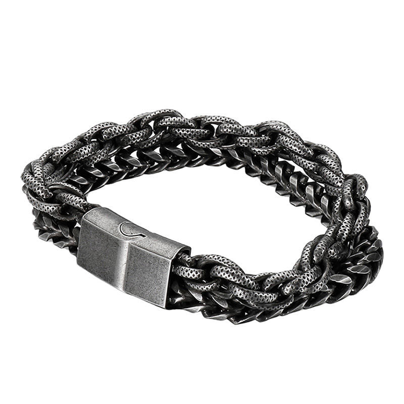 Retro Titanium Steel Double-Layer Men's Bracelet