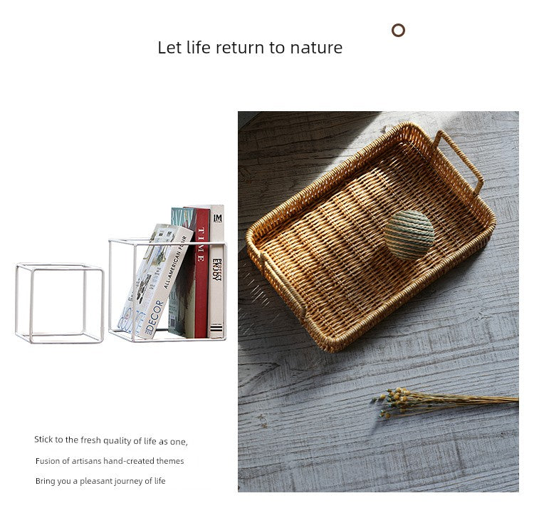 Japanese-Style Imitation Rattan Woven Restaurant Bread Simple Tea Tray