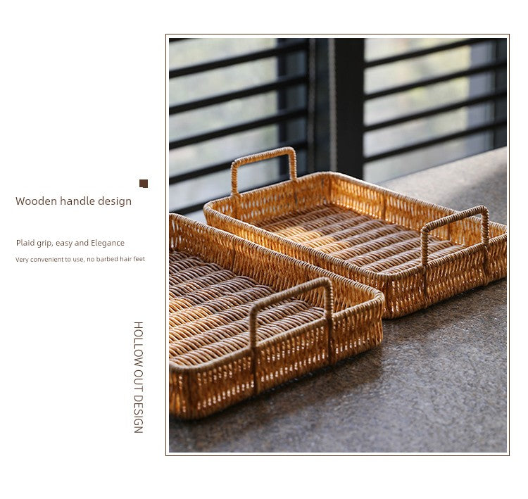 Japanese-Style Imitation Rattan Woven Restaurant Bread Simple Tea Tray