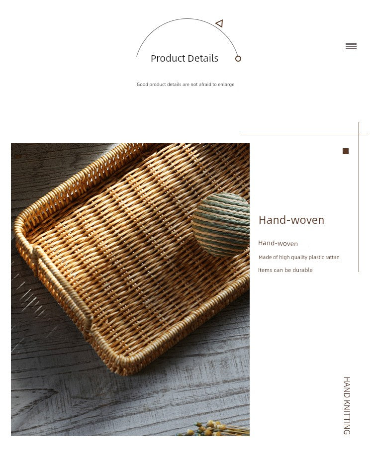 Japanese-Style Imitation Rattan Woven Restaurant Bread Simple Tea Tray