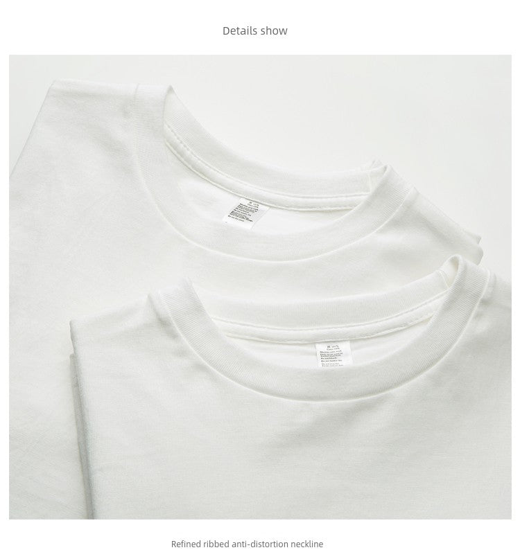 Heavy Weight 250G Thick White round Neck Short Sleeve T-shirt
