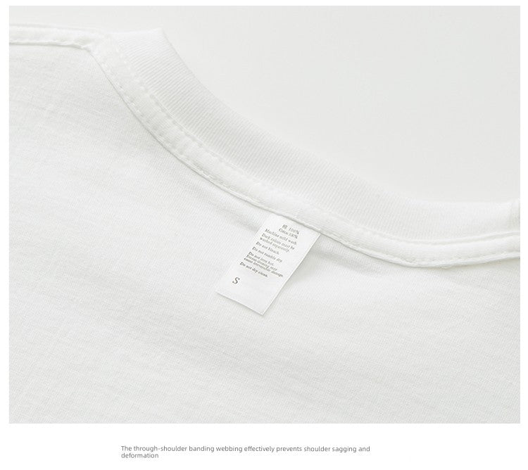 Heavy Weight 250G Thick White round Neck Short Sleeve T-shirt