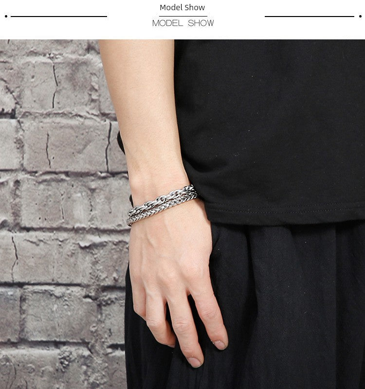 Retro Titanium Steel Double-Layer Men's Bracelet