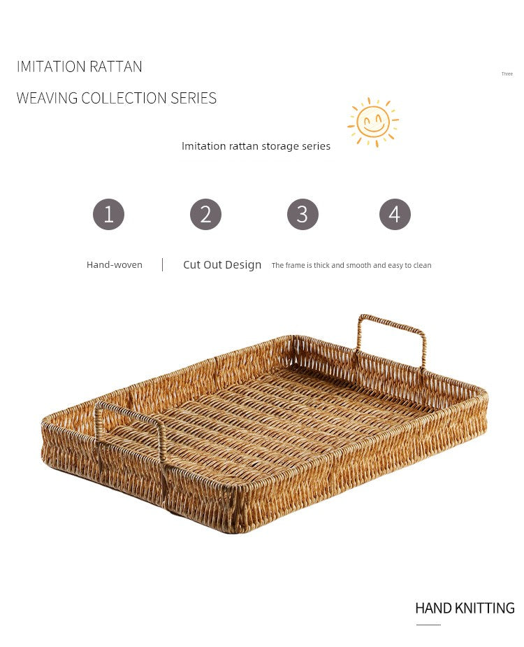 Japanese-Style Imitation Rattan Woven Restaurant Bread Simple Tea Tray