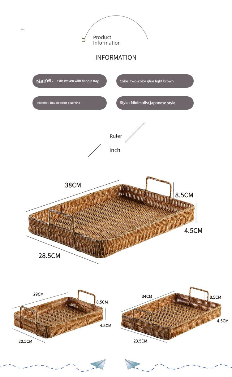 Japanese-Style Imitation Rattan Woven Restaurant Bread Simple Tea Tray