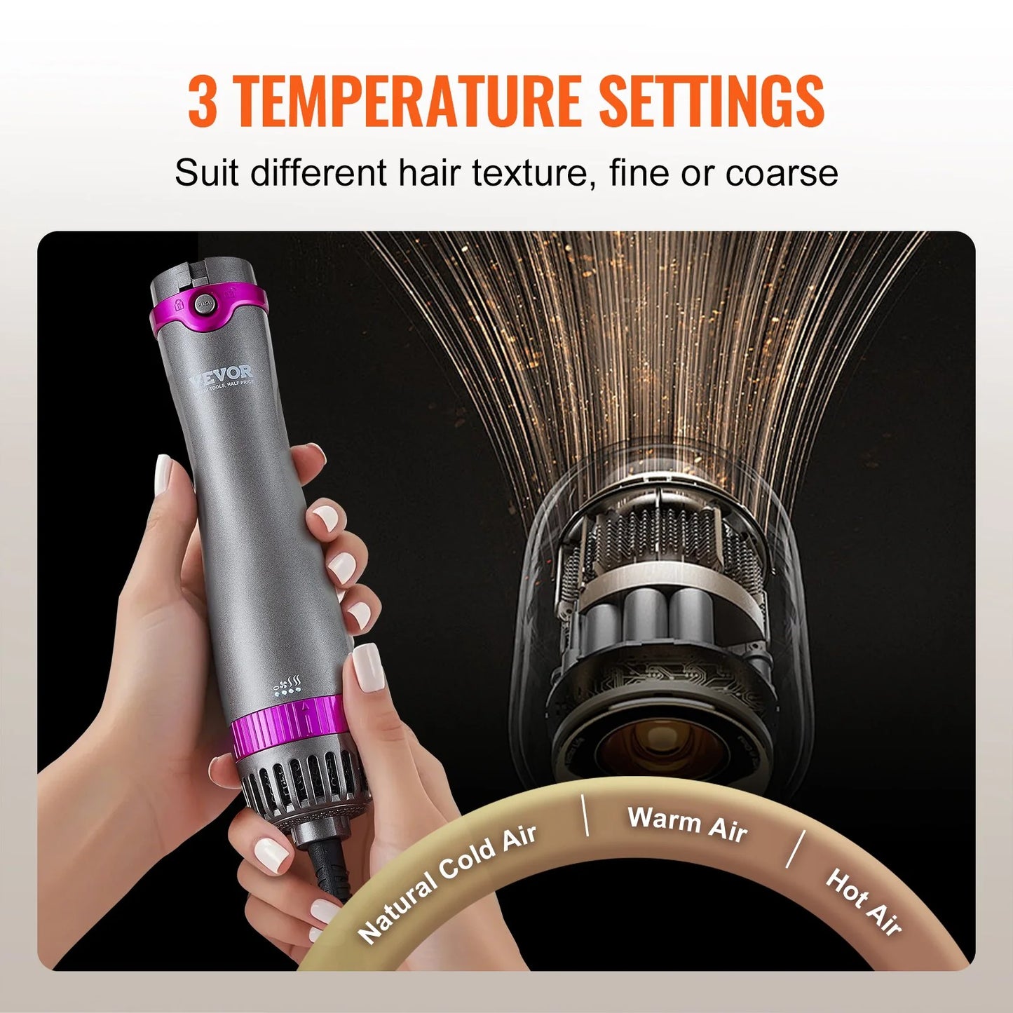 Vevor 5-in-1 Hair Dryer Brush & Styler with Negative Ions