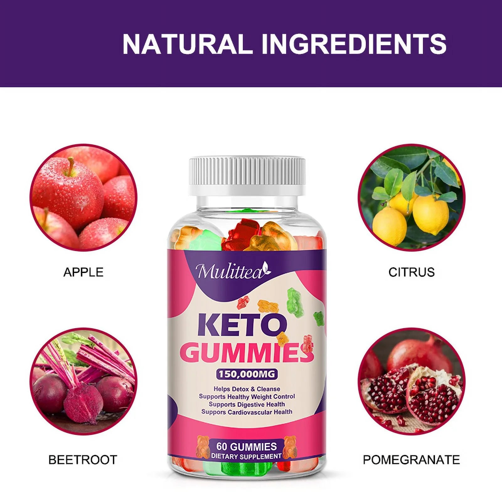 Keto ACV Gummies 60 Count - Supply Dietary Supplement - 150,000Mg per Serving