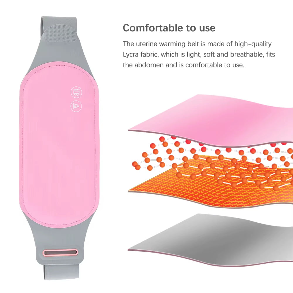 Eelctric Period Cramp Massager Vibrator Heating Pad for Menstrual Pain Relief Warm Uterus Belt Waist Back Massager Women Gift